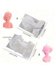 1件/2件 3D蠟燭矽膠模具 閉眼女孩與蒙眼女孩模具 DIY珠寶石膏雕像模具 香氛蠟燭燈蠟燭台 手作環氧樹脂鑄造模具 家居裝飾 - 白色 - 查看 10