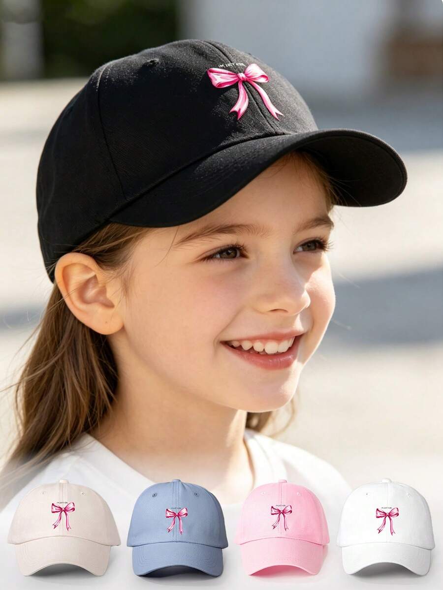 1件 Y2K 童款印花 I'M JUST A GIRL 蝴蝶結棒球帽，戶外可調節防曬休閒帽，適合男孩女孩，春秋旅行、海灘度假遮陽帽