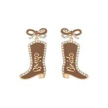 1 Pair Fashion Metal Enamel Bowknot Rhinestone Letter Boots Earrings Personalized Western Cowboy Boots Valentine's Day Wedding Season Ear Jewelry - Bowknot Diamond Letter Boot Earrings - View 7