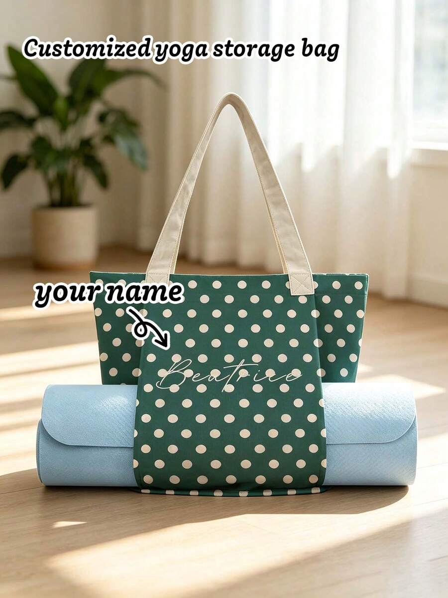 Customized Canvas Yoga Mat Tote Bag, Yoga Mat Storage Bag, Personalized Gym Backpack, Pilates Studio Bag - Green - View 1