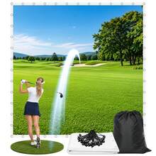 Golf Simulator Impact Screen, HD Projection Golf Hitting Screen With Grommets & Bungee Cords, Heavy Duty 300D Polyester Practice Screen With Storage Bag For Home Indoor & Outdoor Golf Training - 9.8 x 9.8 ft - View 8