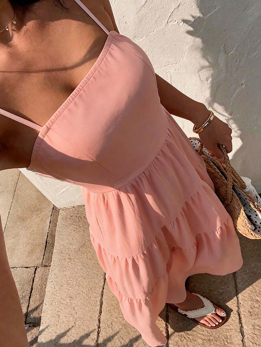 Women Long Dresses - 粉紅色 2 - 查看 1