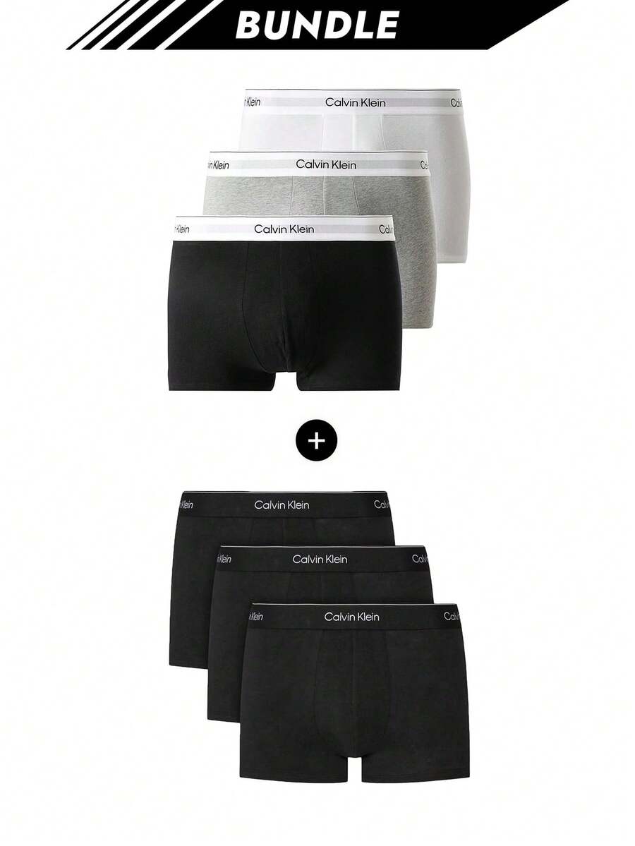 Calvin Klein [Bundle] Men's Boxers 3 Packs Boxers + Intense Power 3 Packs Men's Boxer Briefs - Grey/ White/ Black+Black - View 1