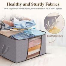 6 Pack Clothes Storage, Foldable Storage And Organization, Storage Bins With Lids, Blanket Storage , Closet Storage With Reinforced Handles For Clothing, Bedding. - View 7