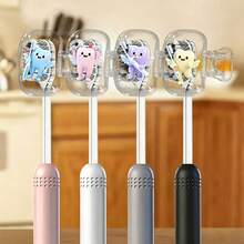 3/2/1對可愛貓咪穿綠色套頭衛衣拿愛心圖案便攜式牙刷頭蓋，收納盒，牙刷保護蓋支架，居家與商務旅行必備浴室配件，日常使用與戶外旅行，便攜式牙刷收納盒，日常牙刷維護，便攜式牙刷保護蓋，動物主題收納盒，裝飾性牙刷蓋，緊湊收納方案 - 彩色 - 查看 2