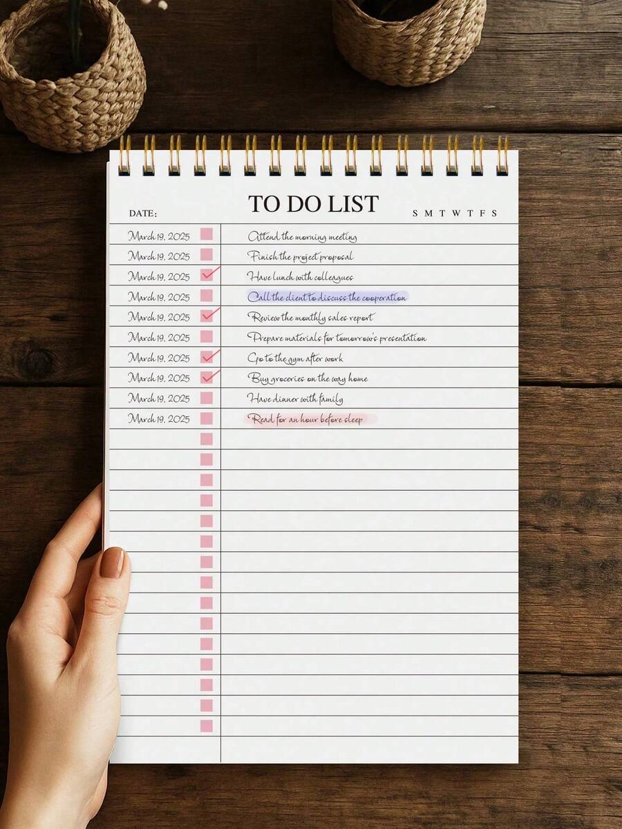 Minimalist To-Do List Planner (1pc): A5 Size, Undated, Spiral Bound, With Simple Checkbox Layout, Weekly Tracking And Date Columns, Suitable For School, Office Or Home Use, Ideal For Back To School Supplies And Office Stationery. - Planner - View 1
