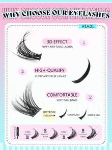 GROINNEYA 4 Styles Mixed Tray Individual Lashes Manga Eyelash Clusters With Bottom Lash Clusters To DIY Voluminous 5D Faux Mink Lashes Fuzzy Lash Tip Single Cluster Eyelashes For Extension,Winged End Eye Elongated,Suitable For Daily And Date,Featival - C - View 3