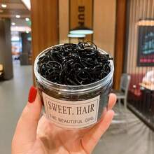 Approx. 500pcs Transparent Jar Packed Jelly Milkshake Color Small Elastic Rubber Bands, Disposable Strong Stretchable Hair Ties, Colorful High Elasticity Hair Bands, Non-Damaging Hair Ropes - Multicolor - View 5
