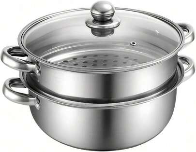 28cm stainless steel steamer pot set with lid and steaming basket induction compatible vegetable cooker