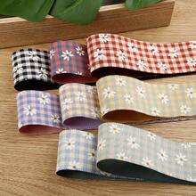 Two-Tone Plaid Printed Ribbon DIY Bow Hair Accessory Clothing Straw Hat Shoe Flower Gift Box Floral Packaging Daisy Woven Tape - Multicolor - View 1