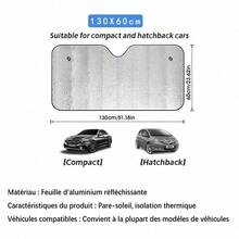 Easypie Selection 130 X 60cm Car Sun Shade, UV Protection & Heat Insulation, Front Windshield Sunshade, Automatic Retractable Windshield Cover, Light-Blocking Reflective Sunshade - Silver - View 5