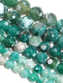 1 Strand 6/8/10mm Natural Stone Ice Fire Agates Beads Mint Green Round Loose Gemstone Beads For Jewelry Making DIY Bracelet Necklace ﻿ - Multicolor - View 2