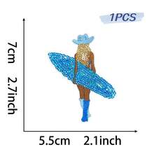 1pc Blue Summer Sequin Iron On Patches Tropical Beach Ocean Embroidered Applique Pink Patches For Hats, Clothes, Bags, Jackets, Backpacks, Vacation Decor - Blue - View 19