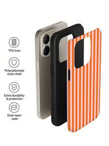 1pc Minimalist Artistic Colorful Striped Pattern 2-In-1 Protective Film, Film 2-In-1 Full Coverage Phone Hard Case, Anti-Drop Ultra-Thin Fit Protective Cover, This Phone Case Features A Smooth Surface And Dual-Layer Film Structure, Providing Glossy Anti-Drop Protective Shell Suitable For Apple 11/12/13/14/15/16/17 Pro Max - Multicolor - View 5