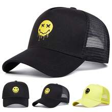 1pc Men's Smiling Face Embroidered Trucker Hat, Casual Baseball Cap For Street Fashion, Suitable For Spring, Autumn, Travel, Beach,Summer,Holiday - Multicolor - View 12