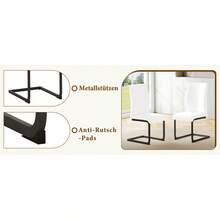 Scandinavian Style Dining Chair Set (Set Of 2) / Faux Leather Dining Chairs / Ergonomic Design / Non-Slip Chair Legs / Suitable For Dining Room And Living Room - White + Black - View 10