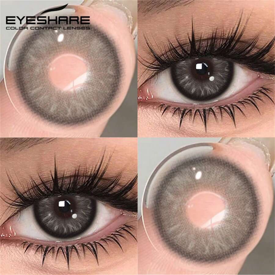 EYESHARE 2片/包 新款棕色隱形眼鏡、高品質灰色隱形眼鏡、時尚藍色隱形眼鏡，適合日常配戴、約會與假期活動，綠色隱形眼鏡，婚禮情人節禮物，年戴，14.5mm