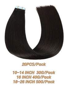 Jessie's Selection 20pcs/Pack 50g Tape In Hair Extensions Skin Weft Remy Silky Straight Seamless Invisible Tape Adhensive 150Grams 100% Human Hair Extensions For Volume Add Length Luxury Quality Affordable Cost Salon Quality (#1B Natural Black) - SNatural - 查看 4