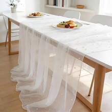 1pc White Pearl Tulle Fabric, Suitable For Table Runner, Ceremony Backdrop, Home Decor, Room Decoration, Birthday Party Decoration And Valentine's Day Ceremony Arrangement, Creating A Romantic Atmosphere. - White Pearl 75*100cm - View 5