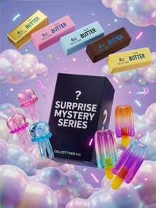 Mysterious Toy Magic 幻想水母、奶油起司與幻彩彩虹冰棒藝術系列 隨機盲盒玩具紓壓套組，驚喜美學桌面裝飾，隨機收藏品，適合色彩愛好者的節日/派對/生日驚喜禮物 - 彩色 - 查看 2