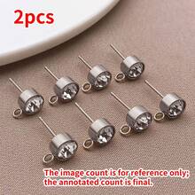 2Pcs 14/15/16mm Stainless Steel Gold Color Zirconia Stud Earrings Post With Hook For DIY Earring Making Jewelry Findings Wholesale - Multicolor - View 26