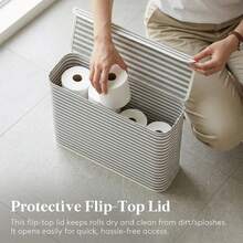 Lifewit 22L Toilet Paper Storage Holder For 9 To 12 Rolls, Foldable Fabric Toilet Paper Basket With Lid, Freestanding Bathroom Tissue Storage And Organization For TP, Towels And Toiletries, Gray - White - View 4