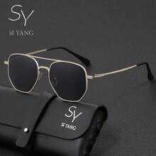 SY SI YANG 品牌 1 副中性雙梁方框偏光眼鏡，細金屬框防眩光鏡片，適合海灘、旅行、街拍、商務出差、開車防曬，附眼鏡盒與清潔布 - A - 查看 13