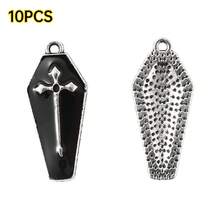 10pcs Enamel Halloween Pendants 25*11mm Cute Vampire Cross Coffin Charms, For Jewelry Making, Women's Earrings Necklace Keychain Gothic Style Accessories - Multicolor - View 12
