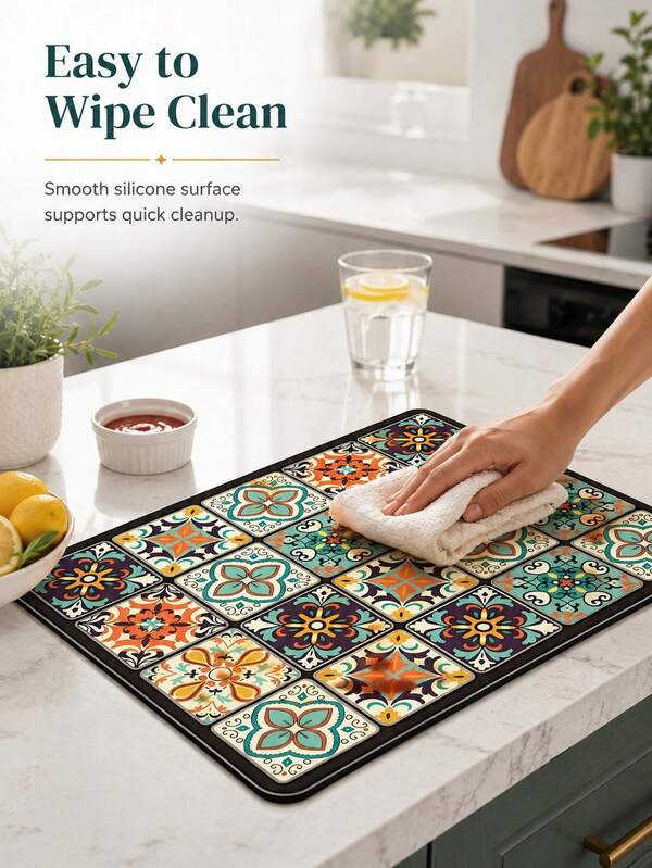 Waterproof Placemats Featuring 4-Layer Quick Dry Foam Structure Colorful Moroccan Placemats For Dining Table For Women Breathable Easy Clean Kitchen Deccor Perfect For Daily Meals Outdoor Picnic Rubber Anti-Slip Mats Restaurant Supply