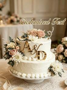 Customizable Couple Letter Cake Topper, Suitable For Wedding, Personalized Cake Design And Custom Letter Decoration, Reusable, Perfect For Engagement Party, Wedding Gift, Anniversary And Birthday Cake - Multicolor - View 2