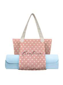 Customized Canvas Yoga Mat Tote Bag, Yoga Mat Storage Bag, Personalized Gym Backpack, Pilates Studio Bag - Coral Pink - View 8