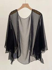 1pc Solid Color Chiffon Cheongsam Shawl Cardigan, Thin Spring/Autumn Sleeveless Vest For Women, Air-Conditioned Room Layering, Sun Protection, Versatile - Multicolor - View 14