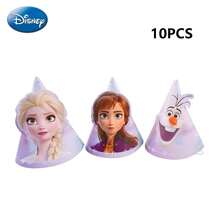 Monogram 10PCS Disney Officially Licensed Frozen Theme Princess Birthday Party Disposable Tableware Set Dessert Table Scene Decoration Layout Outdoor Picnic Tablecloth Dinner Plate Birthday Hat Water Cup Straw Pull Flag Birthday Gift - Frozen - View 8