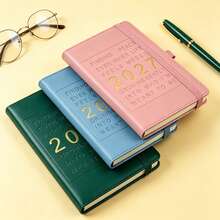 2027 English Planner Diary Notebook With Elastic Band, Business Office Time Management Handbook, Monday To Friday One Page Per Day, Weekend Two Days Per Page School Supplies - A5 - View 4