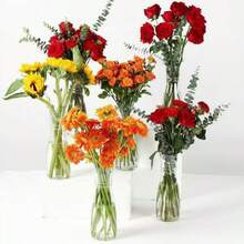 1/2/5/8/10 Peças Vasos Transparentes Listrados de Plástico, Artesanato de Arranjo Floral, Adequado para Várias Decorações de Buquê, Decoração de Feriados e Casa, Ideal para Decoração de Mesa, Casamento, Casa, Jantar de Natal - transparente - Visão 3