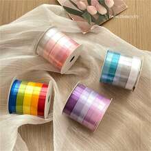 5 Colors/Roll Polyester Satin Ribbon, Gift Wrapping Floral Decorative Ribbon, Handmade Decoration Ribbon, Premium Chiffon Yarn Bouquet Floral Wrapping Ribbon, Birthday Gift Wrapping Ribbon, Birthday Decoration Balloon Ribbon - Multiple Styles - View 10