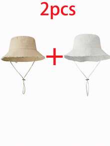 1pc Women's Drawstring Trim Bucket Hat With An Adjustable Chin Strap, Distressed Look, Perfect For Travel, Beach, Vacation, Or Everyday Casual Wear - Multicolor - View 24