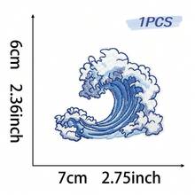 1pc Blue Summer Sequin Iron On Patches Tropical Beach Ocean Embroidered Applique Pink Patches For Hats, Clothes, Bags, Jackets, Backpacks, Vacation Decor - Blue - View 9
