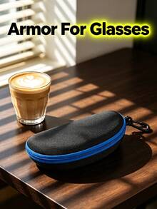 Portable Anti-Pressure Zipper Glasses Case With Carabiner Clip, Textured Hard Shell Eyewear Storage, Unisex, Minimalist Design, Suitable For Hanging On Backpack, Car Accessory, Travel Essential, Vacation Must-Have Fashion Glasses Storage Box - Multicolor - View 4