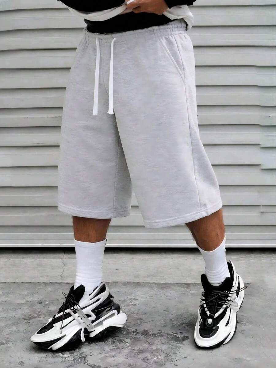 Men's Light Gray All-Season Sports Outdoor Casual Street American Style Jogging 3/4 Pants