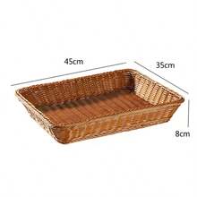 Cesta de pan y frutas tejida a mano, adecuada para exhibir y almacenar postres - Marrón - Ver 12