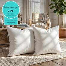 White Square Pillow Set Of 4-Sofa Pillow, Soft Fabric, Suitable For Bed Or Sofa Use-Bedding, Home Decoration, Dormitory Sleep Protection, Daily Use, Simple Appearance, Can Be Patted Or Dried At Low Temperature To Make It Fluffy, 18in 20in 22in. - 白色2只 - 查看 2