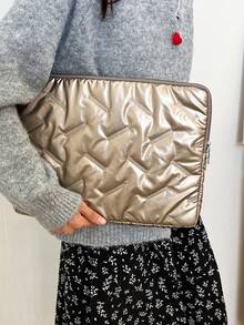 Bolsa de almacenamiento para portátil y tableta de unicolor con diseño floral minimalista de lujo, funda para computadora, múltiples tamaños - Dorado - Ver 9