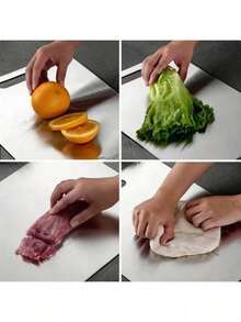 1pc Silver Stainless Steel Chopping Board,Medium/Large Double-Sided Cutting Board ,Convenient Kitchen Retain The Original Flavor,Suitable For Home Kitchens,Camping And Easy To Carry ,Ideal For Cutting Poultry, Fish, And Fruits And Vegetables. - 1PC - View 11