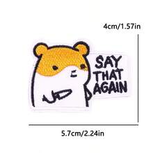 4 Pcs/Set Funny Phrase Iron On Patches, Hamster Ax Cat Embroidered Appliques For Cartoon Animal Jeans Jackets Backpack Streetwear DIY Clothing Decoration - Multicolor - View 4
