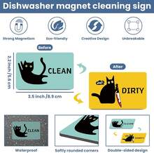 HSSPIRITZ Funny Cat Cute Cartoon Clean Dirty Dishwasher Magnet, Washing Machine Magnet Flip, Black Cat Kitchen Refrigerator Clean Dirty Sign, Double Sided Strong/Non Scratch For Mom - ColorA - View 2