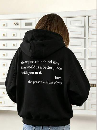 "To Those Who Come After" Gentle Slogan Print Sweatshirt, Healing Warm Copy Pullover Sweatshirt, Minimalist Soft Style Casual Long Sleeve, Kind Healing Vibe Daily Streetwear Top