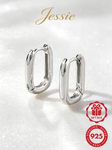 Jessie Jewelry 1 Pair Classic Minimalist Elegant Hip-Hop Style Square Earrings For Women, Unique Personalized Statement, Great Gift Choice - Silver - View 1