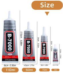15/50/110ml B7000 水鑽膠水，軟細尖頭黏著劑，適用於 DIY 珠寶水鑽鑲嵌、皮革修補、手機殼、剪貼簿、節日禮物與手工藝項目，手工黏著劑 - A - 查看 5