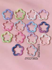 5/10pcs Random Color DIY Handmade Keychain, Small Flower Shape Design, Gradient Paint, Suitable For Handmade Bags, Doll Keychains - Gradient Color Small Flower Buckle - View 3